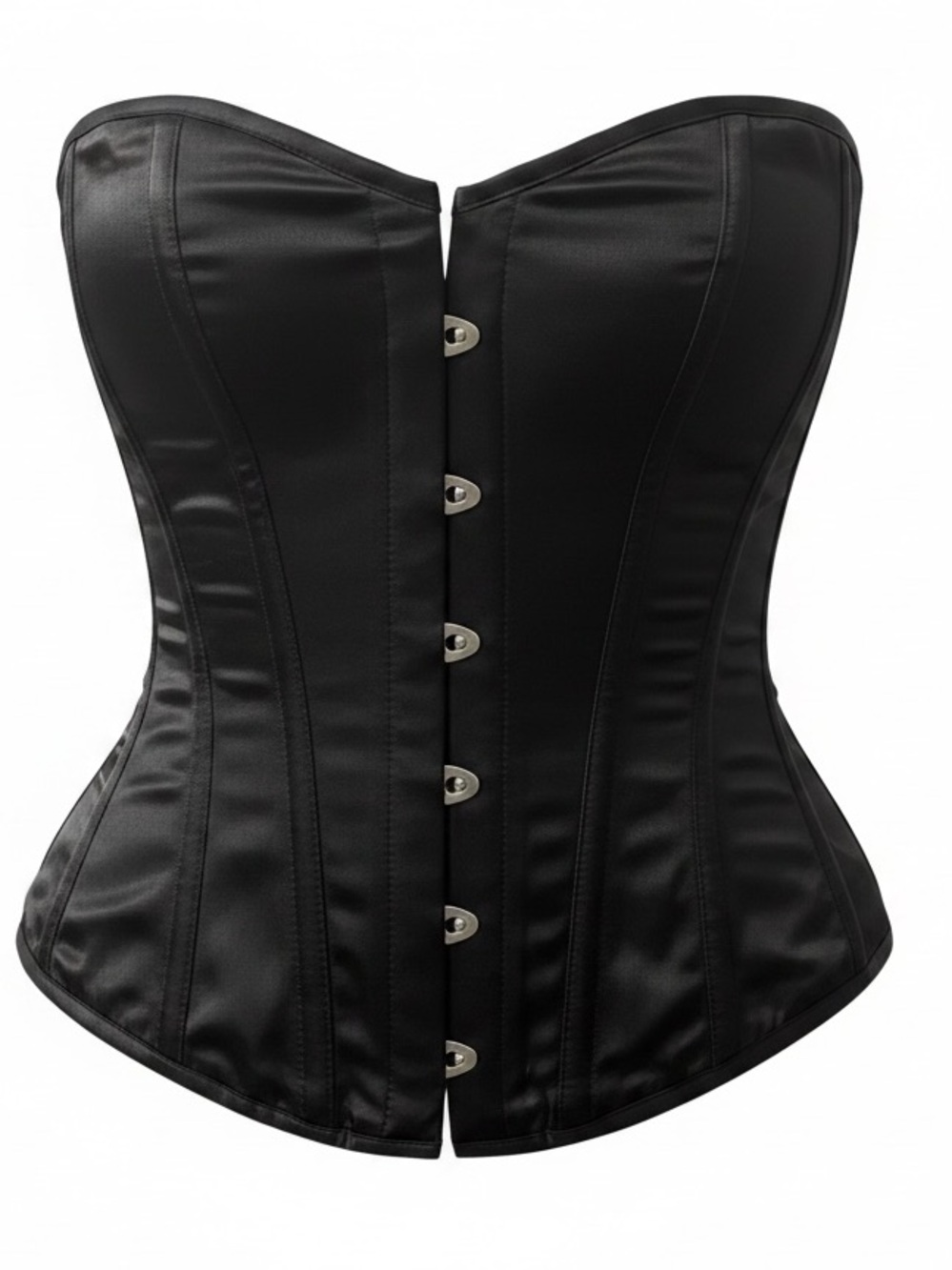 ❤️ Professional Black Satin Overbust Steel Boned Corset